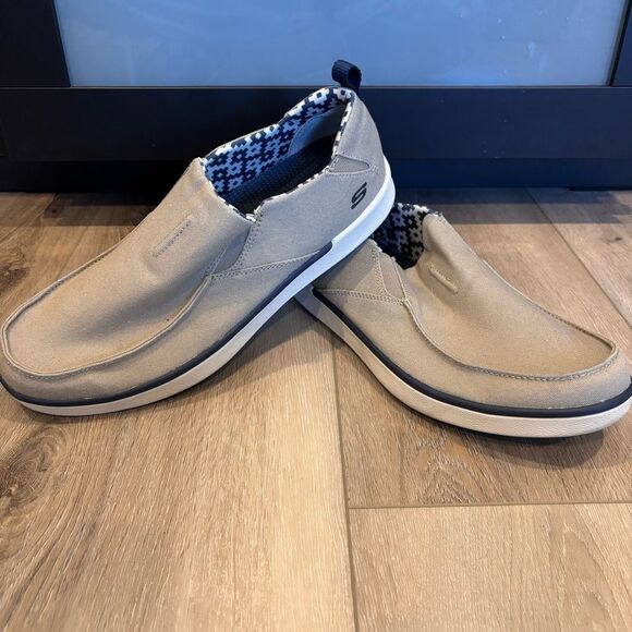 Skechers Men's Boyar Lented Slip-on Loafer Tan Size 10 Air Cooled Memory Foam - Picture 2 of 11